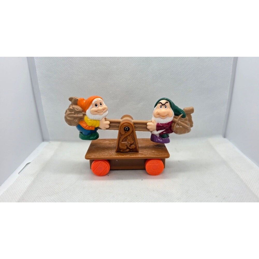 Vintage Disney Happy Grumpy See Saw Mine Cart Toy Snow White 1992